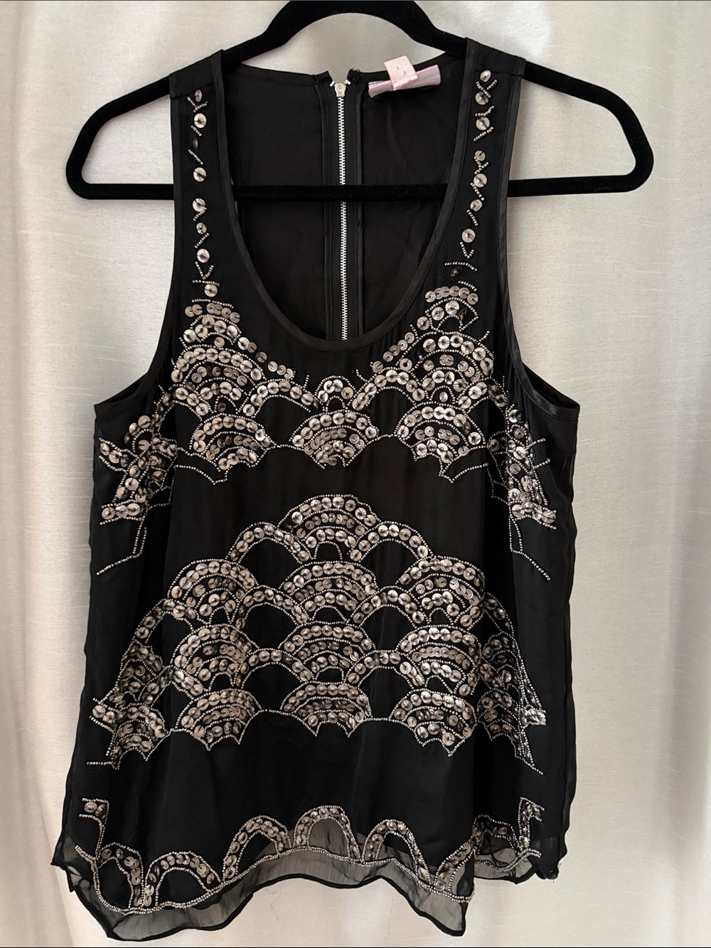 Romeo & Juliet Couture Black Beaded Scallop-Embellished Camisole